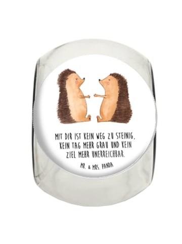 Mr. & Mrs. Panda Bonbonglas Igel Liebe mit Spruch in Weiß