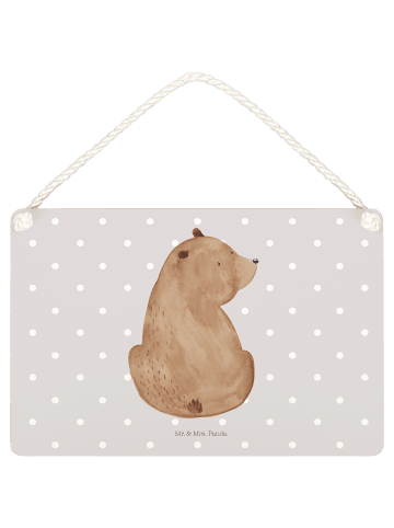 Mr. & Mrs. Panda Schild Bär Schulterblick ohne Spruch in Grau Pastell