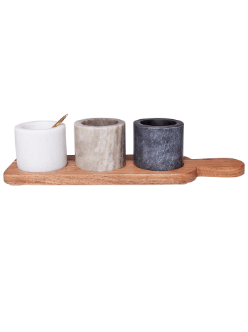 Beliani 1er-Set Serviergeschirr PATRAS in Bunt/Gold/Braun