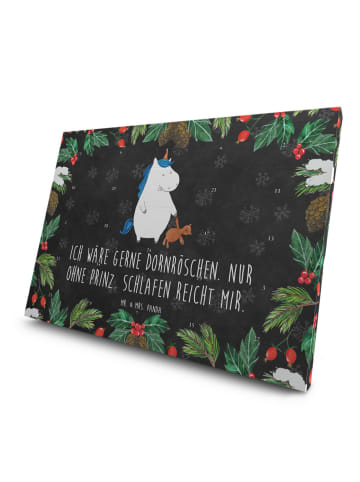 Mr. & Mrs. Panda Advents-Teekalender Einhorn Teddy mit Spruch in Kreidetafel