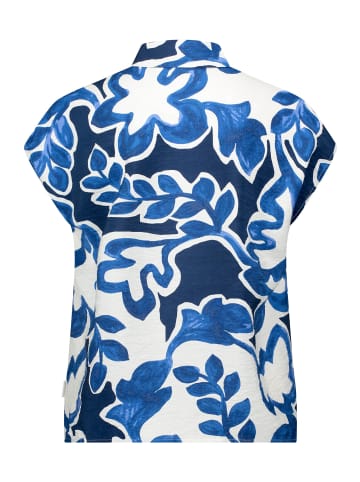 BETTY & CO Hemdbluse mit Print in Weiß/Dunkelblau