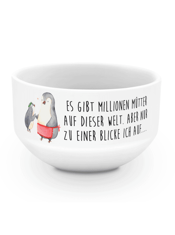 Mr. & Mrs. Panda Schüssel Pinguin mit Kind mit Spruch in Weiß