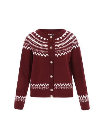 DreiMaster Women Cardigan in wine red offwhite