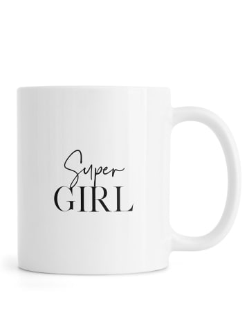 Juniqe Tasse "Super Girl" in Schwarz & Weiß