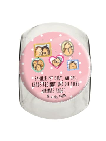 Mr. & Mrs. Panda Bonbonglas Igel Familie mit Spruch in Rot Pastell