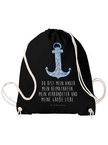 Mr. & Mrs. Panda Materialzugbeutel Anker Blau mit Spruch in Schwarz