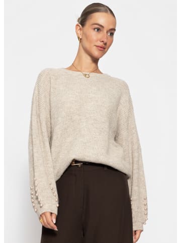 SASSYCLASSY Pullover mit Perlendetails in Beige