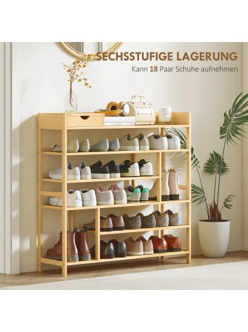 HOMCOM Schuhregal-101L x 30B x 100H cm-Naturholz
