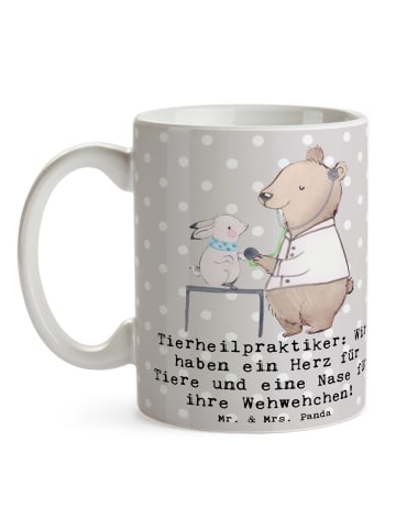 Mr. & Mrs. Panda Geschenktasse Tierheilpraktiker Herz mit Spruch in Grau Pastell