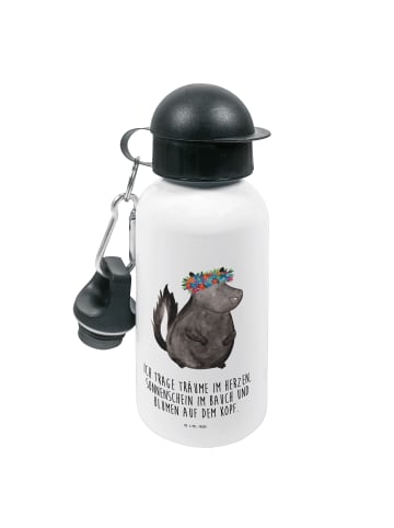 Mr. & Mrs. Panda Kindertrinkflasche Stinktier  mit Spruch in Weiß