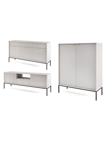Feldmann-Wohnen Wohnzimmer-Set Nova Grau / Schwarz 3-teilig