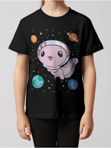 wat? Apparel T-Shirt Axolotl in space in Schwarz