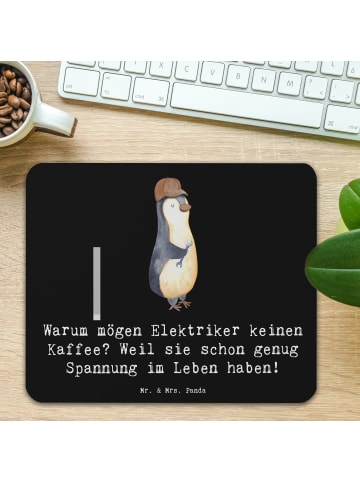 Mr. & Mrs. Panda Maus-Pad Elektriker Witz mit Spruch in Schwarz