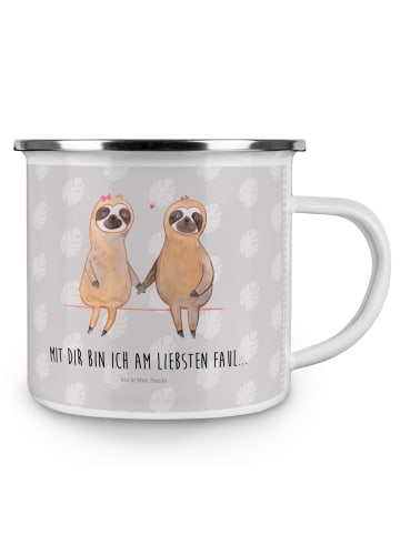 Mr. & Mrs. Panda Teetasse Faultier Pärchen mit Spruch in Grau Pastell