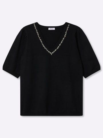 sheego Kurzarm-Pullover in schwarz