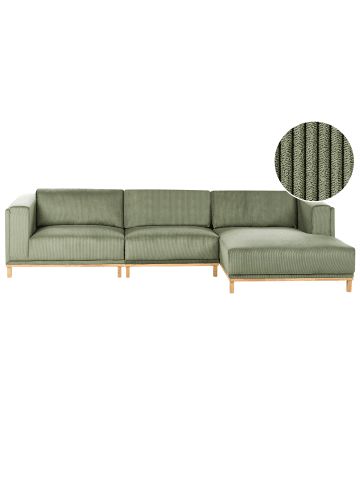 Beliani Ecksofa VENG in Grün/Braun - (W) 347 x (H) 84 x (L) 156 cm