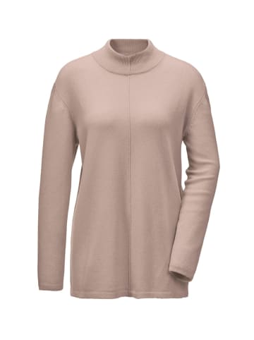 GOLDNER Kurzgröße:  Kaschmirpullover mit Kragen & Ziernaht in sand