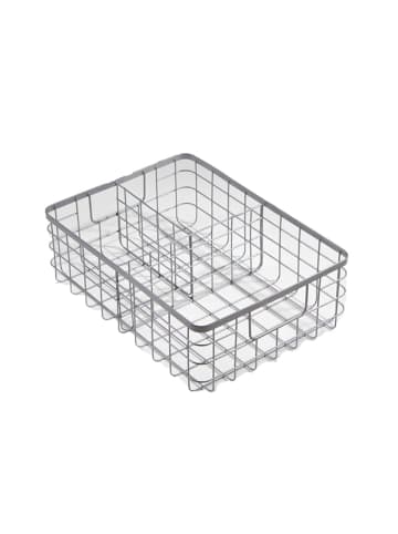 CALICOSY Drahtkorb in Hellgrau - (W)36 x (H)11.5 x (L)26 cm