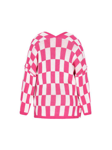 ROCKEASY Women Plus Size Sweater in pink white