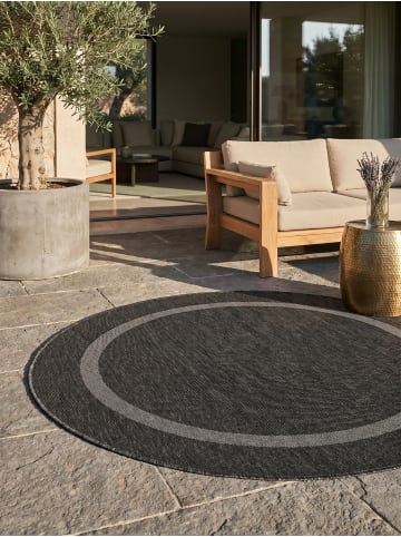 KADIMA DESIGN Teppich Outdoor Waschbar Einfarbig ALSTER Strapazierfähig OEKO-TEX in Schwarz