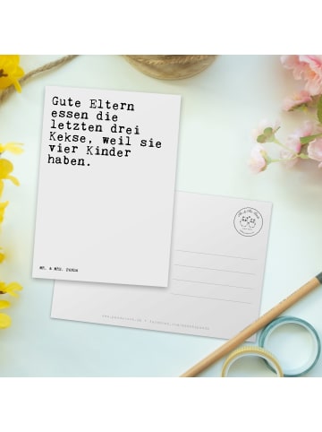 Mr. & Mrs. Panda Postkarte Gute Eltern essen die... mit Spruch in Weiß