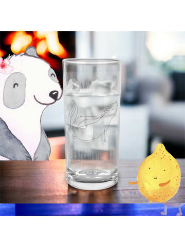 Mr. & Mrs. Panda Wasserglas Stinktier Yoga ohne Spruch in Transparent