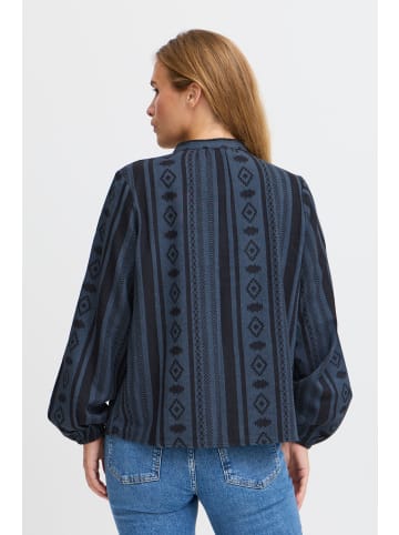 Pulz Kurzarm-Bluse PZTIONA Loose fit in Dark Sapphire Strip