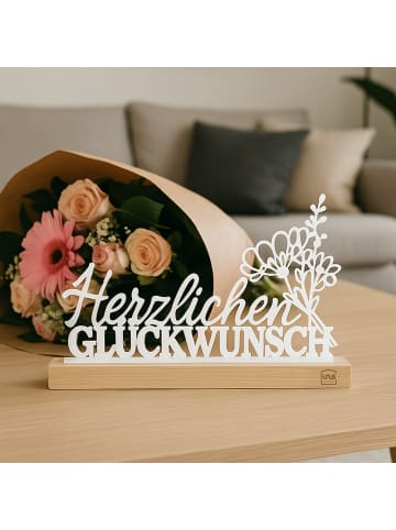 UNUS Aufsteller "Herzlichen Glückwunsch" schwarz oder weiß in Weiß