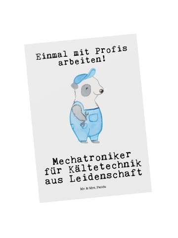 Mr. & Mrs. Panda Postkarte Mechatroniker für Kältetechnik Leiden... in Weiß