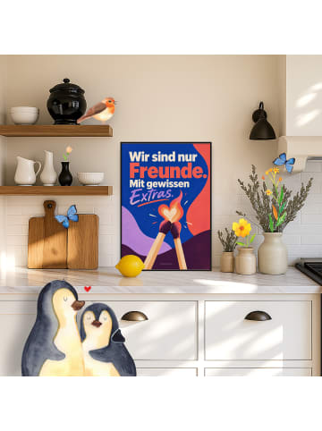 Mr. & Mrs. Panda Poster Zwei Streichhölzer verspielt Design mit ... in Weiß