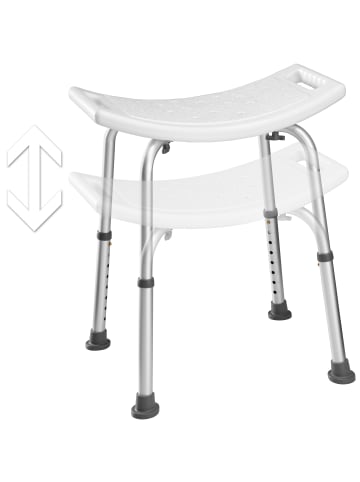 tectake Aluminium Duschhocker  51 x 39 x 43 – 60,5 cm, weiß