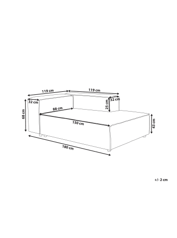 Beliani Chaiselongue ARDAL in Weiß/Schwarz - (W) 119 x (H) 68 x (L) 180 cm linksseitig