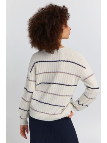 ICHI Strickpullover IHKAMARA LS STRIPE 20116693  Gestreifter Strickpullover in Weiß