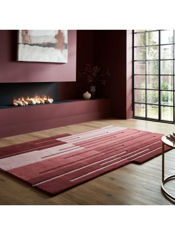 KADIMA DESIGN Teppich Wolle Handgetuftet HALLEIN Ombre Muster Wohnzimmer Modern in Rot