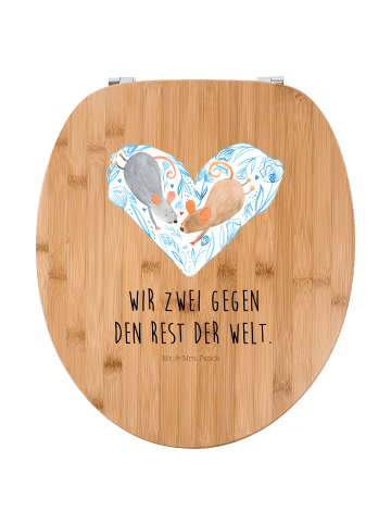 Mr. & Mrs. Panda Motiv WC Sitz Mäuse Herz mit Spruch in Braun