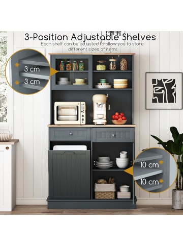 COSTWAY Küchenschrank für 45 L Mülleimer 100 x 34 x 172 cm in Grau