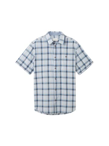 Tom Tailor Halbarmhemd in light blue multicolor check