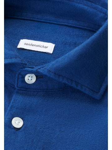 Seidensticker Flanellhemd Slim in Dunkelblau