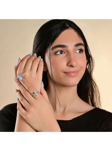 Adeliás Damen Ring aus Edelstahl mit Strass Steinchen in silber