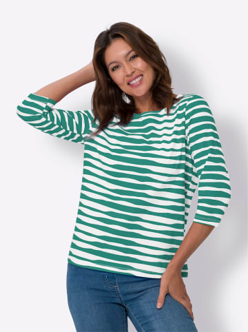 Sieh an! 3/4-Arm-Shirt in grün-weiß-geringelt