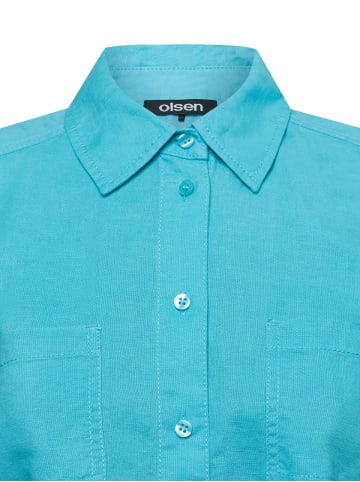 Olsen Bluse mit Leinen-Anteil Ocean Breeze in türkis - 0003