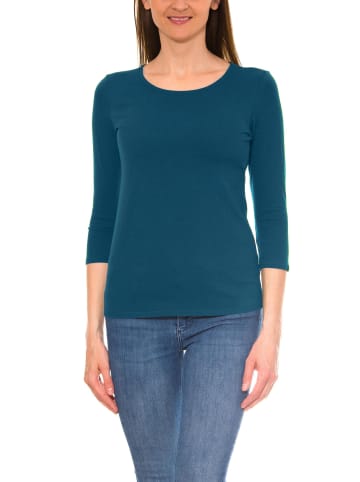 Alkato Alkato Damen Shirt 3/4 Arm mit Rundhals in petrol