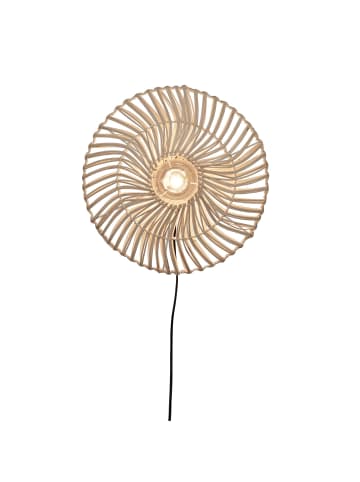 GOOD&MOJO Wandlampe Zanzibar - Rattan/Weiß - Ø40cm