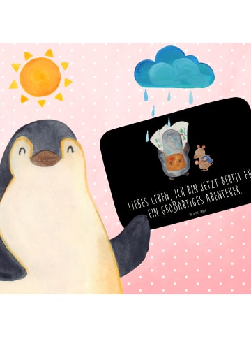 Mr. & Mrs. Panda Badematte Pinguin & Maus Wanderer mit Spruch in Schwarz