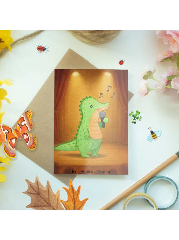 Mr. & Mrs. Panda neujahrskarte Krokodil Singen Design ohne Spruch in Weiß