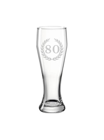 LUXENTU Weizenbierglas mit Gravur 80. Jubiläum 0,5 l in transparent