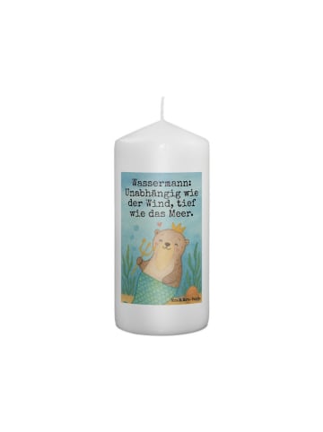 Mr. & Mrs. Panda Wachskerze Wassermann Astrologie Design mit Spruch in Weiß