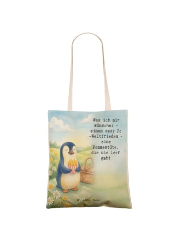 Mr. & Mrs. Panda Einkaufstasche Pinguin Frühling Pommes Design m... in Weiß