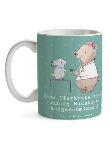Mr. & Mrs. Panda Tasse Tierarzt Helden mit Spruch in Meeresbrise
