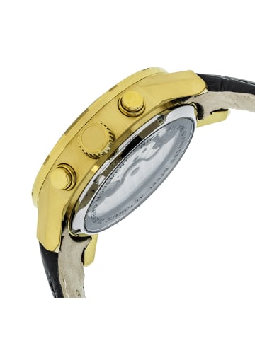 Heritor Hannibal Halbskelett-Uhr mit Lederarmband in Gold/Black